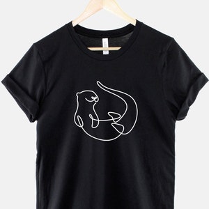 Otter T-Shirt - Otter Shirt - Womens Otter Line Drawing Tshirt - Otter Shirts - I Love Otters - Otter Gift