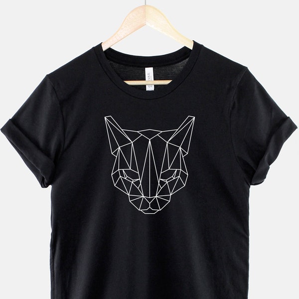 Geometric Cat T-Shirt - Cat Face TShirt - Minimal Cat Print T shirt
