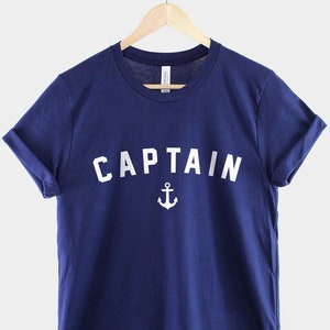 Captain T-Shirt Nautical Shirt Navy Blue Captain Shirt Anchor Sailing Boat TShirt image 3