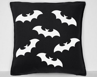 Gothic Bat Cushion, Black Goth Pillow, Spooky Bat Home Decor, Gothic Room Decor, Halloween Cushion
