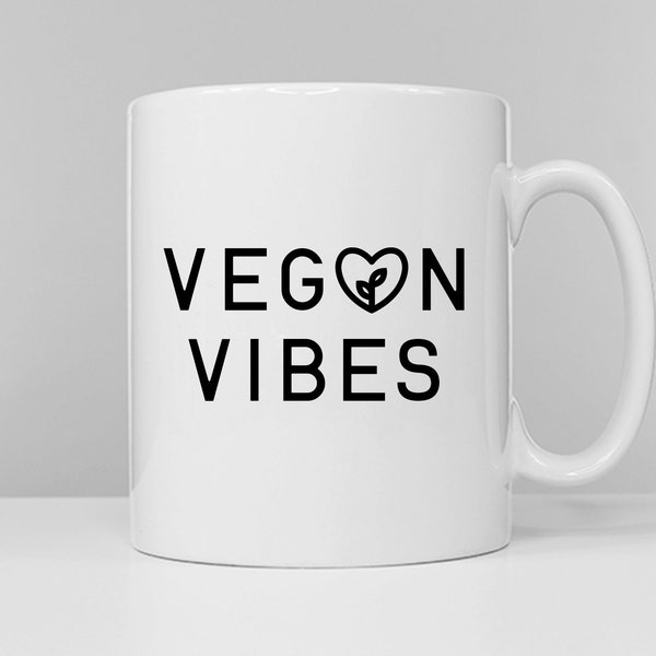 Vegan Vibes Ceramic Coffee Mug - Vegan Mug - Vegan Slogan Mugs - Vegan Gift Idea