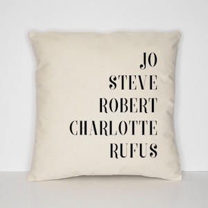 Personalized Family Names Throw Pillow Cover: Custom Cotton Canvas Cushion