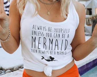 Mermaid Tank Top, Beach Lover Gift, Ocean Aesthetic, Summer Holiday Vest, Sleeveless Summer Top