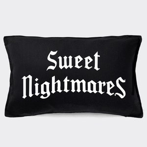 Sweet Nightmares Goth Cushion Cover - Goth Bedding - Goth Bedroom Decor - Black Goth Pillow Case - Gothic Sweet Dreams Cushion Cover