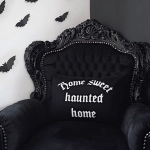 Home Sweet Haunted Home Pillow Case - Black Gothic Home Decor