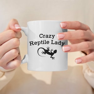 Crazy Reptile Lady Mug - Lizard Coffee Mug - I Love Lizards Gift - Bearded Dragon Pet Lizard Graphic Mug - Reptile Keeper Coffee Mug