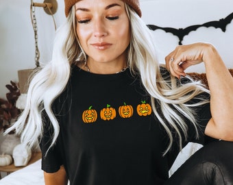 Carved Pumpkin T-Shirt: Spooky Halloween Autumn Cotton Tee