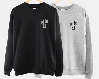 Cactus Pocket Print Sweatshirt: Cotton/Polyester Blend