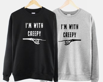 Couples Halloween Sweatshirt: Creepy Skeleton Matching Set