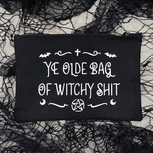 Ye Olde Bag Of Witchy Stuff - Witch Makeup Bag - Witchcraft Bag - Goth Makeup Bag - Black Goth Makeup Pouch