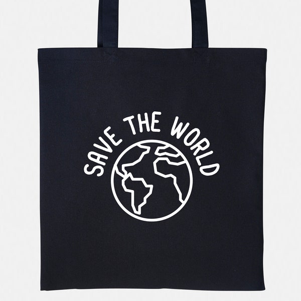 Save The World Bag - Eco Friendly Shopping Bag - Market Grocery Reusable Bag - Womens Beach Bag