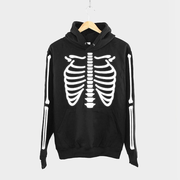 Halloween Skeleton Bones Hoodie - Adult X Ray Costume Sleeve Print Sweatshirt