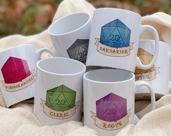 Personalized DnD Mugs - Customisable Dungeons and Dragons Class Mug - Personalised D&D Class Gifts