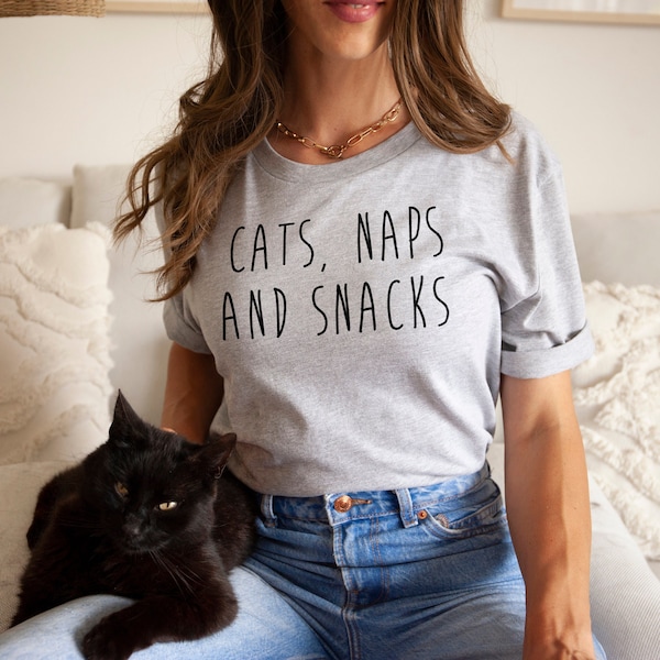Cats Naps And Snacks T-Shirt - Cat Shirt - Womens Cat T-Shirt - Cat Lover Gift - Cat Owner Shirt
