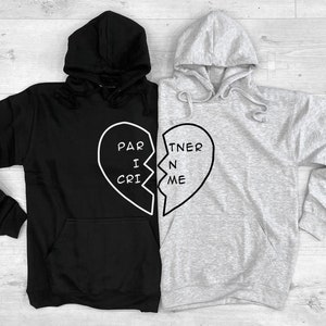 Best Friend Hoodies Best Friend Hoodie Best Friend Gift Best Friends Shirts 2 x Partner In Crime Heart Hoody Twin Pack image 1