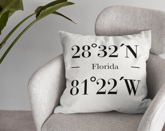 Personalized Home Coordinates Pillow Case - Custom Housewarming Gift
