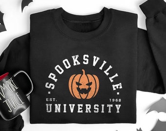 Felpa di Halloween - Felpa dell'Università di Halloween - Maglione di Halloween spettrale - Felpa della stagione della zucca arancione