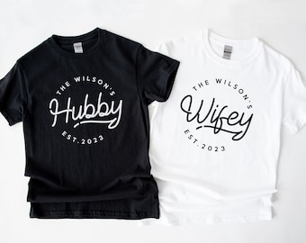 Personalized Hubby Wifey Honeymoon Shirts: Matching Couple T-Shirts