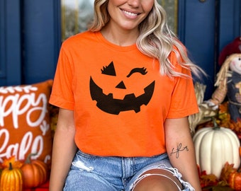 T-shirt Femme Halloween Motif Citrouille Et Fantôme Effrayant - 5 Tailles S-XXL | Cadeau Fête Déguisement
