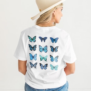 Butterfly T-Shirt - Watercolour Butterflies Shirt - Bo Ho T-Shirt - Botanical Shirt - Cottagecore Top