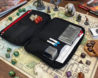 D&D-Reiseorganizer, tragbarer Würfelbeutel, Rollenspiel-Tragetasche, Charakterbogenhalter, Reisetasche für Tabletop-Spiele