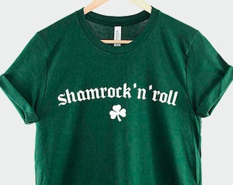 Shamrock n Roll T-Shirt, St Patricks Day Shirt, Funny Irish Graphic Tee, St Paddy Party Top