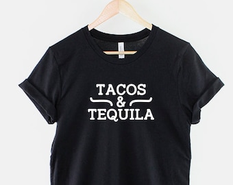 Tacos and Tequila T-Shirt, Cinco De Mayo Shirt, Fiesta Party Graphic Tee, Funny Food Top, Gift for Party Lover