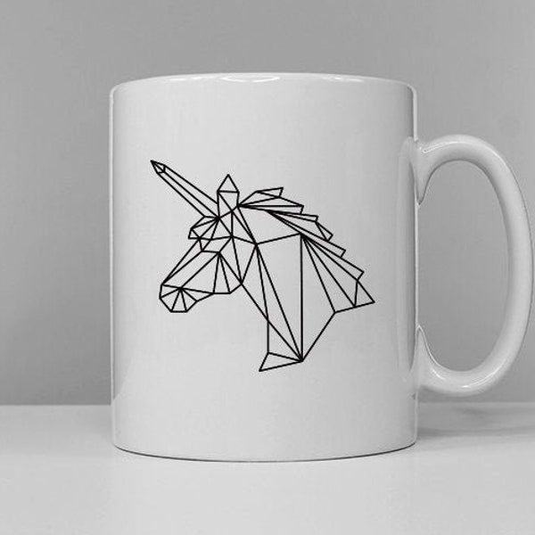 Geometric Unicorn Head Mug - Unicorns - Geometric Print Coffee Mug - Unicorn Gifts - Geometric Animal Art - Animal Coffee Mugs - Coffee Cup