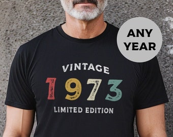Vintage Birthday Shirt - Mens Birthday T-Shirt - Birthday T-Shirt For Husband - Dads Birthday TShirt - Personalised Retro Birthday TShirt