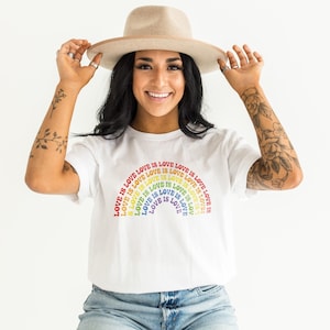 Pride Rainbow Love Is Love T-Shirt: Retro LGBTQ Equality Graphic Tee, Soft Cotton image 1