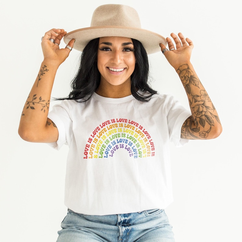 Pride Rainbow Love Is Love T-Shirt: Retro LGBTQ Equality Graphic Tee, Soft Cotton image 1