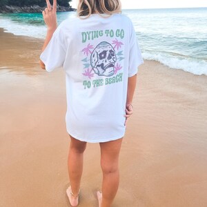 Retro Skull Beach T-Shirt: Distressed Summer Graphic Tee, Ring Spun Cotton image 2