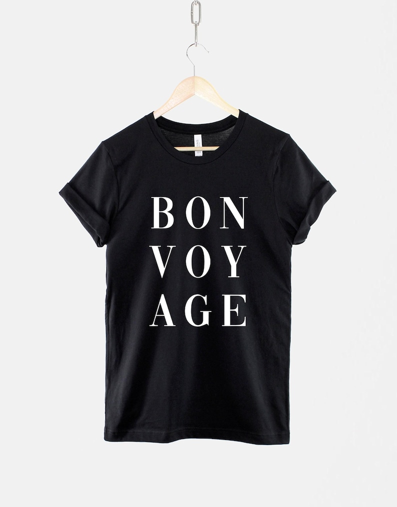 Bon Voyage Travel T-shirt, shirt voor avontuurlijk reizen, Wanderlust graphic T-shirt, Travel Lover-top afbeelding 1