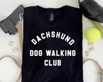Dachshund Dog Walking Club T-Shirt: Personalized Sausage Dog Cotton Tee