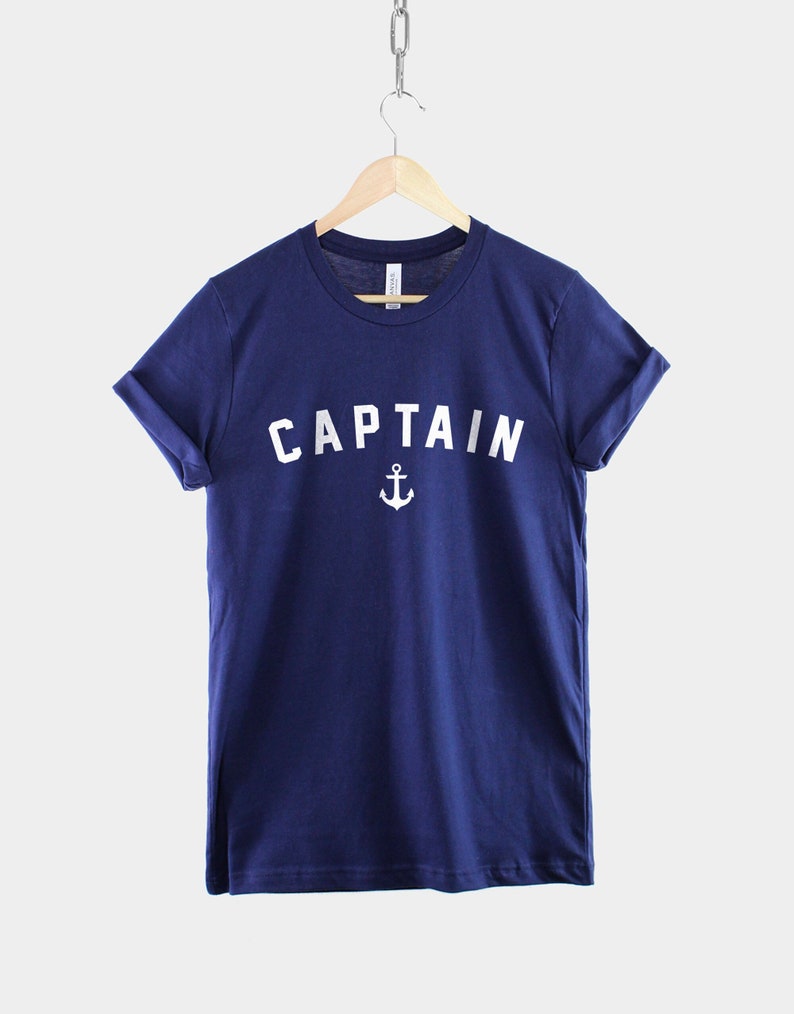 Captain T-Shirt Nautical Shirt Navy Blue Captain Shirt Anchor Sailing Boat TShirt image 3