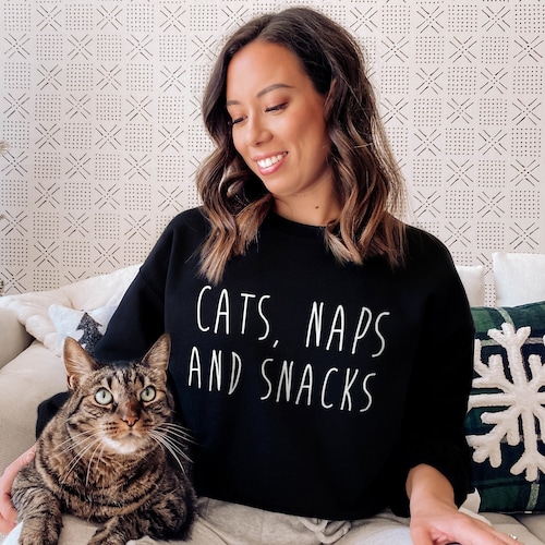 Cats Naps and Snacks Cat Sweatshirt Womens Cat Sweatshirt Etsy UK
