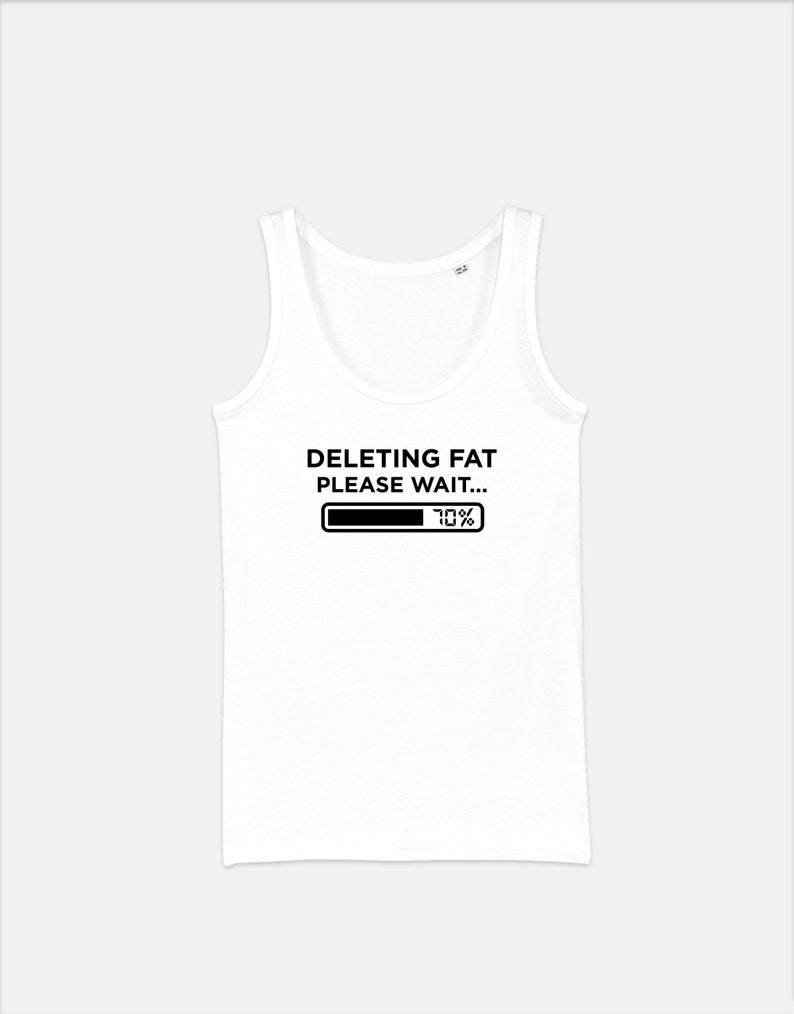 Workout Vest Gym Fitness Tank Top - Deleting Fat Please Wait Girly Womens Racer Back image 3
