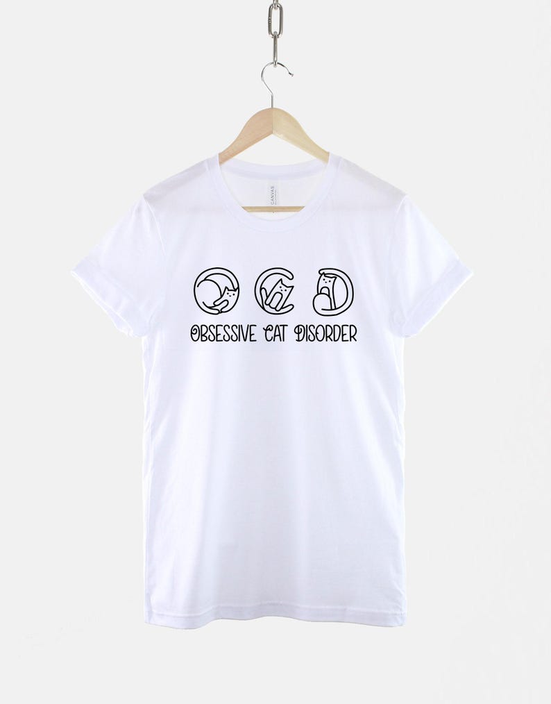 OCD Cat Shirt Playful Tee: Funny Obsessive Cat Humor, Lightweight Cotton (Unisex Sizes XS-2XL, Durable Print) image 3
