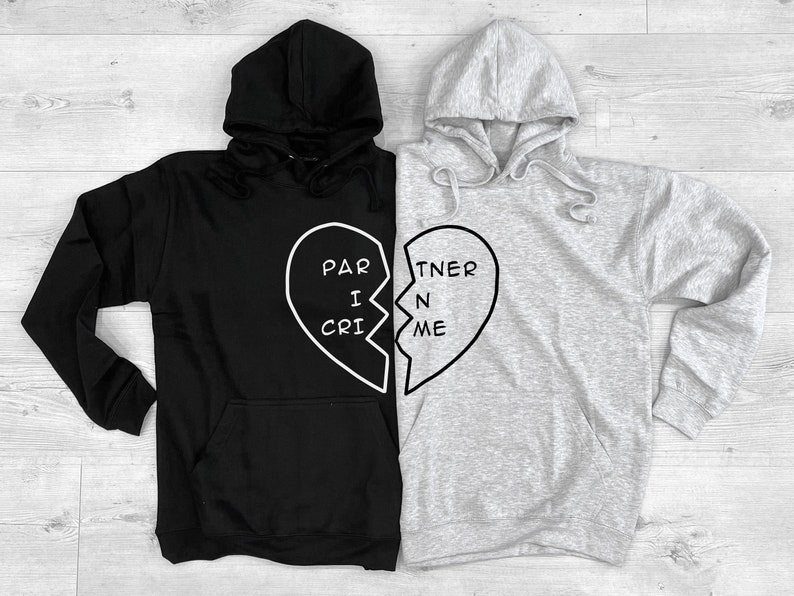 Best Friend Hoodies Best Friend Hoodie Best Friend Gift Best Friends Shirts 2 x Partner In Crime Heart Hoody Twin Pack image 1
