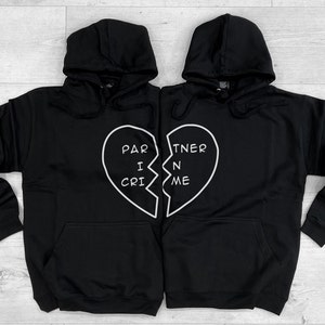 Best Friend Hoodies Best Friend Hoodie Best Friend Gift Best Friends Shirts 2 x Partner In Crime Heart Hoody Twin Pack image 2