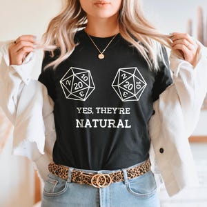 Dice Boobies Shirt: Cheeky Dungeons and Dragons Design - Womens Gamer Tee, Natural Dice Print