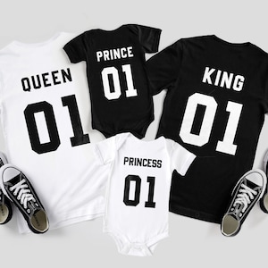 König Königin Prinz Prinzessin Passende Familie T-Shirts - Papa Tochter Passende Shirts - Neue Baby Zwillinge Shirts - Passende Familie Set