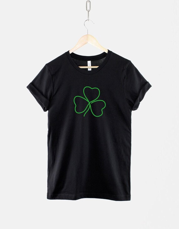 Shamrock T-Shirt: Irish Clover Line Art - St Patricks Day, Green Graphic, Cotton Blend, Unisex Fit