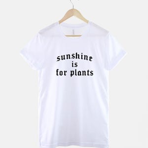 Goth Summer T-Shirt – Sunshine Is For Plants Black Cotton Tee image 3
