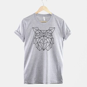 Camiseta de búho geométrico: estampado animal moderno, suave algodón imagen 2