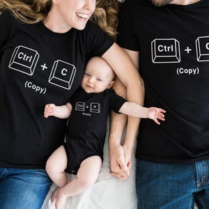 Copy Paste Matching Family Shirts, New Parent Baby Outfit, Funny Baby Announcement Family T-Shirt Set, New Dad Mom Baby Gift