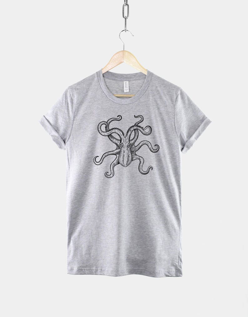 Oktopus Shirt, Nautical Ocean T Shirt, Meeresschutz Grafik T-Shirt, Geschenk für Sea Life Liebhaber Bild 2