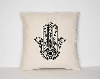 Evil Eye Hamsa Pillow Case - Fatima Hand Of Hamsa Decor - Hand Of Fatima Cushion Cover