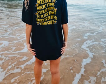 Honey Bee T-Shirt, Motivational Mental Health, Bee Kind Slogan, Unisex Cotton Tee