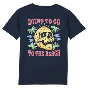 Retro Skull Beach T-Shirt: Distressed Summer Graphic Tee, Ring Spun Cotton image 3